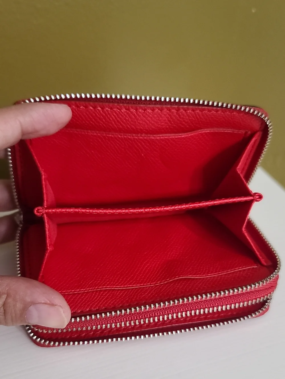 COACH Red Zip Wallet - Pebbled Leather